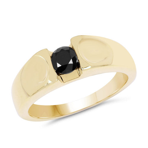 Bids.com 14K Yellow Gold Plated 0.25 Carat Genuine Black Diamond .925 Sterling Silver Ring Rings White Smoke size 6.00,size 7.00,size 8.00,size 9.00,size 9.50