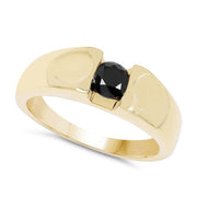 Bids.com 14K Yellow Gold Plated 0.25 Carat Genuine Black Diamond .925 Sterling Silver Ring Rings White Smoke size 6.00,size 7.00,size 8.00,size 9.00,size 9.50