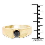 Bids.com 14K Yellow Gold Plated 0.25 Carat Genuine Black Diamond .925 Sterling Silver Ring Rings White Smoke size 6.00,size 7.00,size 8.00,size 9.00,size 9.50
