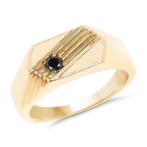 Bids.com 14K Yellow Gold Plated 0.12 Carat Genuine Black Diamond .925 Sterling Silver Ring Rings White Smoke size 8.00,size 9.00,size 6.00,size 7.00,size 9.50