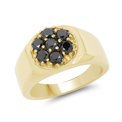 Bids.com 14K Yellow Gold Plated 0.98 Carat Genuine Black Diamond .925 Sterling Silver Ring Rings White Smoke size 8.00,size 9.00,size 9.50,size 6.00,size 7.00