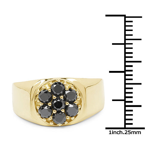 Bids.com 14K Yellow Gold Plated 0.98 Carat Genuine Black Diamond .925 Sterling Silver Ring Rings White Smoke size 8.00,size 9.00,size 9.50,size 6.00,size 7.00