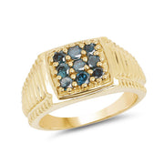 Bids.com 14K Yellow Gold Plated 0.63 Carat Genuine Blue Diamond .925 Sterling Silver Ring Rings White Smoke size 8.00,size 6.00,size 7.00,size 9.00