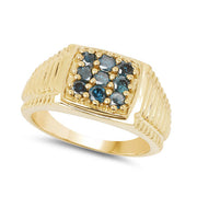 Bids.com 14K Yellow Gold Plated 0.63 Carat Genuine Blue Diamond .925 Sterling Silver Ring Rings White Smoke size 8.00,size 6.00,size 7.00,size 9.00