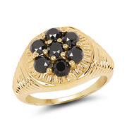 Bids.com 14K Yellow Gold Plated 1.40 Carat Genuine Black Diamond .925 Sterling Silver Ring Rings White Smoke size 9.00,size 9.50,size 10.00,size 6.00,size 7.00,size 8.00