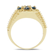 Bids.com 14K Yellow Gold Plated 1.40 Carat Genuine Blue Diamond .925 Sterling Silver Ring Rings White Smoke size 9.00,size 9.50,size 6.00,size 7.00,size 8.00