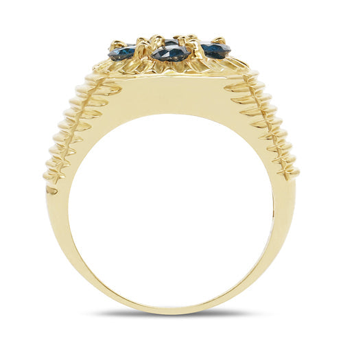 Bids.com 14K Yellow Gold Plated 1.40 Carat Genuine Blue Diamond .925 Sterling Silver Ring Rings White Smoke size 9.00,size 9.50,size 6.00,size 7.00,size 8.00