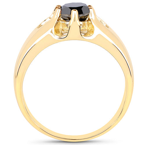 Bids.com 14K Yellow Gold Plated 1.00 Carat Genuine Black Diamond .925 Sterling Silver Ring Rings White Smoke size 8.00,size 9.00,size 9.50,size 6.00,size 7.00,size 5.00