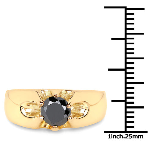 Bids.com 14K Yellow Gold Plated 1.00 Carat Genuine Black Diamond .925 Sterling Silver Ring Rings White Smoke size 8.00,size 9.00,size 9.50,size 6.00,size 7.00,size 5.00