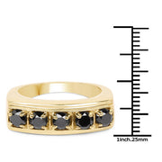 Bids.com 14K Yellow Gold Plated 1.25 Carat Genuine Black Diamond .925 Sterling Silver Ring Rings White Smoke size 9.00,size 8.50,size 9.50,size 6.00,size 7.00,size 8.00