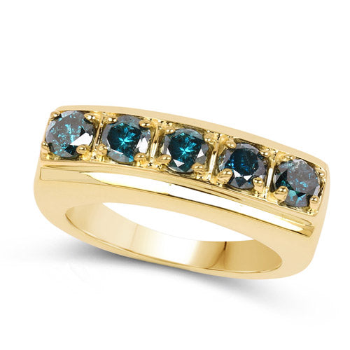 Bids.com 14K Yellow Gold Plated 1.25 Carat Genuine Blue Diamond .925 Sterling Silver Ring Rings White Smoke size 8.00,size 6.00,size 7.00,size 9.00