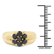 Bids.com 14K Yellow Gold Plated 0.91 Carat Genuine Black Diamond .925 Sterling Silver Ring Rings White Smoke size 8.00,size 9.00,size 6.00,size 7.00