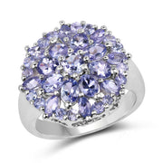 Bids.com 2.79 Carat Genuine Tanzanite .925 Sterling Silver Ring Rings White Smoke size 7.00,size 6.00,size 8.00,size 9.00