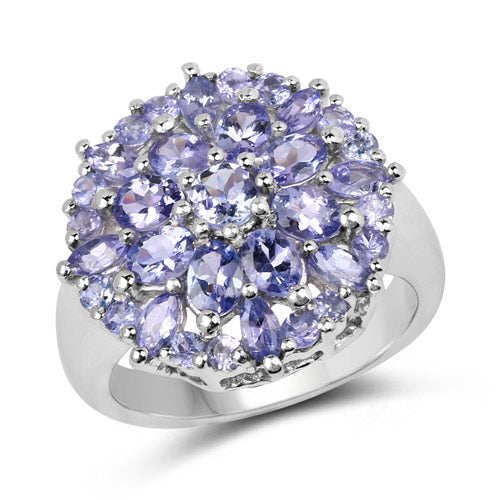 Bids.com 2.79 Carat Genuine Tanzanite .925 Sterling Silver Ring Rings White Smoke size 7.00,size 6.00,size 8.00,size 9.00