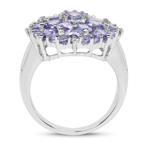 Bids.com 2.79 Carat Genuine Tanzanite .925 Sterling Silver Ring Rings White Smoke size 7.00,size 6.00,size 8.00,size 9.00