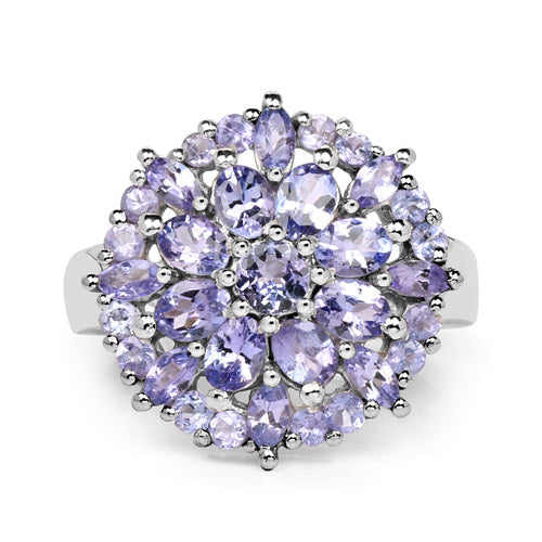 Bids.com 2.79 Carat Genuine Tanzanite .925 Sterling Silver Ring Rings White Smoke size 7.00,size 6.00,size 8.00,size 9.00