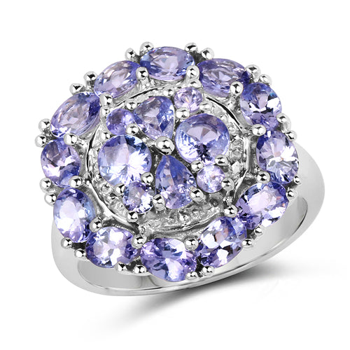 Bids.com 2.92 Carat Genuine Tanzanite .925 Sterling Silver Ring Rings White Smoke size 7.00,size 6.00,size 8.00,size 9.00,size 5.00,size 10.00