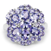 Bids.com 3.91 Carat Genuine Tanzanite .925 Sterling Silver Ring Rings White Smoke size 6.00,size 7.00,size 8.00,size 9.00,size 5.00,size 10.00