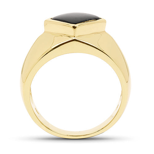 Bids.com 14K Yellow Gold Plated 2.00 Carat Genuine Black Onyx .925 Sterling Silver Ring Rings White Smoke size 8.00,size 9.00,size 6.00,size 7.00