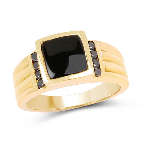 Bids.com 2.16 Carat Genuine Black Onyx and Black Diamond .925 Sterling Silver Ring Rings White Smoke size 6.00,size 7.00,size 8.00,size 9.00,size 5.00