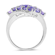 Bids.com 1.85 Carat Genuine Tanzanite .925 Sterling Silver Ring Rings White Smoke size 6.00,size 7.00,size 8.00,size 9.00