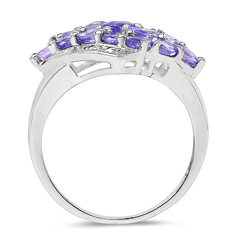 Bids.com 1.85 Carat Genuine Tanzanite .925 Sterling Silver Ring Rings White Smoke size 6.00,size 7.00,size 8.00,size 9.00