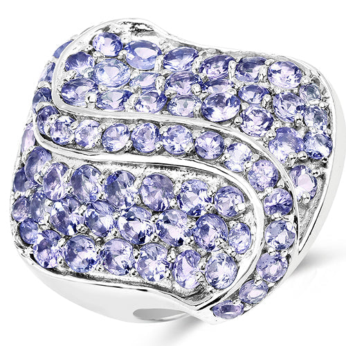 Bids.com 3.65 Carat Genuine Tanzanite .925 Sterling Silver Ring Rings White Smoke size 6.00,size 8.00,size 7.00,size 9.00,size 6.50,size 5.00,size 10.00