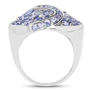 Bids.com 3.65 Carat Genuine Tanzanite .925 Sterling Silver Ring Rings White Smoke size 6.00,size 8.00,size 7.00,size 9.00,size 6.50,size 5.00,size 10.00