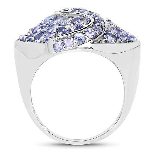 Bids.com 3.65 Carat Genuine Tanzanite .925 Sterling Silver Ring Rings White Smoke size 6.00,size 8.00,size 7.00,size 9.00,size 6.50,size 5.00,size 10.00