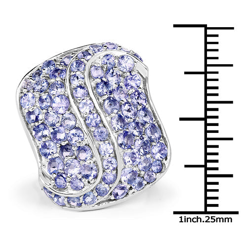 Bids.com 3.65 Carat Genuine Tanzanite .925 Sterling Silver Ring Rings White Smoke size 6.00,size 8.00,size 7.00,size 9.00,size 6.50,size 5.00,size 10.00