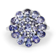 Bids.com 2.70 Carat Genuine Tanzanite .925 Sterling Silver Ring Rings White Smoke size 6.00,size 7.50,size 7.00,size 8.00,size 9.00,size 5.00
