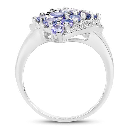 Bids.com 1.85 Carat Genuine Tanzanite .925 Sterling Silver Ring Rings White Smoke size 8.00,size 6.00,size 7.00,size 9.00