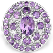 Bids.com 2.67 Carat Genuine Amethyst .925 Sterling Silver Ring Rings White Smoke size 6.00,size 8.00,size 7.00,size 9.00