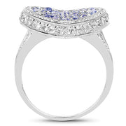 Bids.com 1.81 Carat Genuine Tanzanite and White Topaz .925 Sterling Silver Ring Rings White Smoke size 6.00,size 7.00,size 8.00,size 9.00
