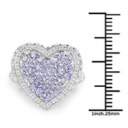 Bids.com 1.81 Carat Genuine Tanzanite and White Topaz .925 Sterling Silver Ring Rings White Smoke size 6.00,size 7.00,size 8.00,size 9.00