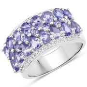Bids.com 2.59 Carat Genuine Tanzanite .925 Sterling Silver Ring Rings White Smoke size 7.00,size 8.00,size 6.00,size 9.00,size 5.00