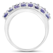 Bids.com 2.59 Carat Genuine Tanzanite .925 Sterling Silver Ring Rings White Smoke size 7.00,size 8.00,size 6.00,size 9.00,size 5.00