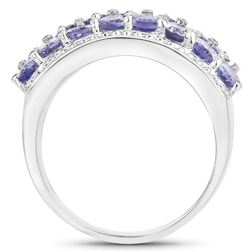 Bids.com 2.59 Carat Genuine Tanzanite .925 Sterling Silver Ring Rings White Smoke size 7.00,size 8.00,size 6.00,size 9.00,size 5.00