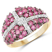 Bids.com 14K Yellow Gold Plated 1.70 Carat Genuine Ruby .925 Sterling Silver Ring Rings White Smoke size 6.00,size 8.00,size 7.00,size 9.00