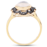 Bids.com 3.04 Carat Genuine White Moonstone and Black Diamond .925 Sterling Silver Ring Rings White Smoke size 8.00,size 6.00,size 7.00,size 5.00,size 9.00