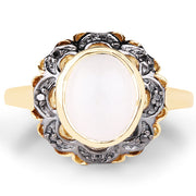 Bids.com 3.04 Carat Genuine White Moonstone and Black Diamond .925 Sterling Silver Ring Rings White Smoke size 8.00,size 6.00,size 7.00,size 5.00,size 9.00