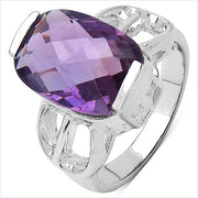 Bids.com 6.50 Carat Genuine Amethyst .925 Sterling Silver Ring Rings White Smoke size 7.00,size 6.00,size 8.00,size 9.00