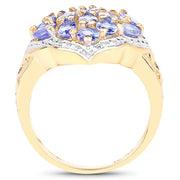 Bids.com 14K Yellow Gold Plated 2.38 Carat Genuine Tanzanite .925 Sterling Silver Ring Rings White Smoke size 7.00,size 8.00,size 6.00,size 9.00