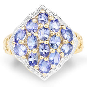 Bids.com 14K Yellow Gold Plated 2.38 Carat Genuine Tanzanite .925 Sterling Silver Ring Rings White Smoke size 7.00,size 8.00,size 6.00,size 9.00