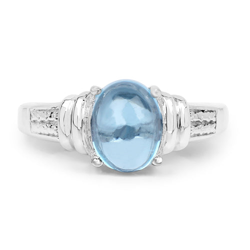 Bids.com 2.10 Carat Genuine Swiss Blue Topaz .925 Sterling Silver Ring Rings White Smoke size 7.00,size 9.00,size 6.00,size 8.00,size 5.00