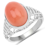 Bids.com 6.00 Carat Genuine Peach Moonstone .925 Sterling Silver Ring Rings White Smoke size 7.00,size 8.00,size 9.00,size 6.00