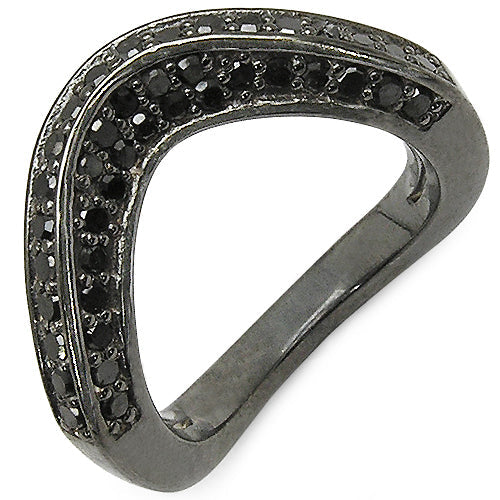 Bids.com 1.02 Carat Genuine Black Diamond .925 Sterling Silver Ring Rings White Smoke size 5.50,size 6.00,size 7.00,size 8.00,size 9.00