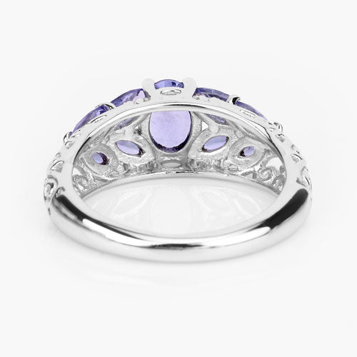 Bids.com 1.63 Carat Genuine Tanzanite .925 Sterling Silver Ring Rings White Smoke size 6.00,size 7.00,size 8.00,size 9.00,size 5.00