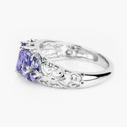 Bids.com 1.63 Carat Genuine Tanzanite .925 Sterling Silver Ring Rings White Smoke size 6.00,size 7.00,size 8.00,size 9.00,size 5.00