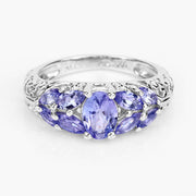 Bids.com 1.63 Carat Genuine Tanzanite .925 Sterling Silver Ring Rings White Smoke size 6.00,size 7.00,size 8.00,size 9.00,size 5.00